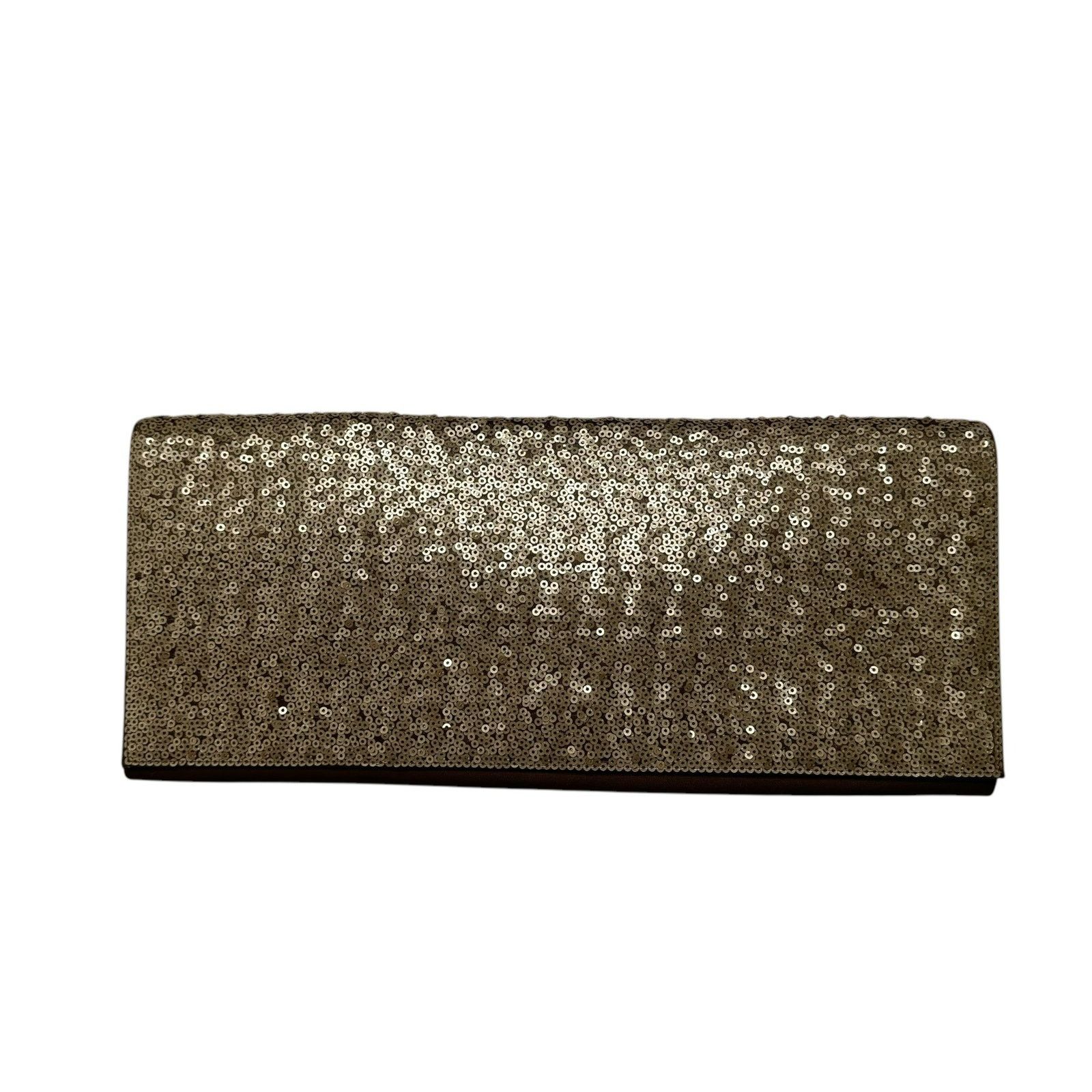 Banana Republic Bronze Sequin Clutch Purse Wallet Satin in Brown, Women's