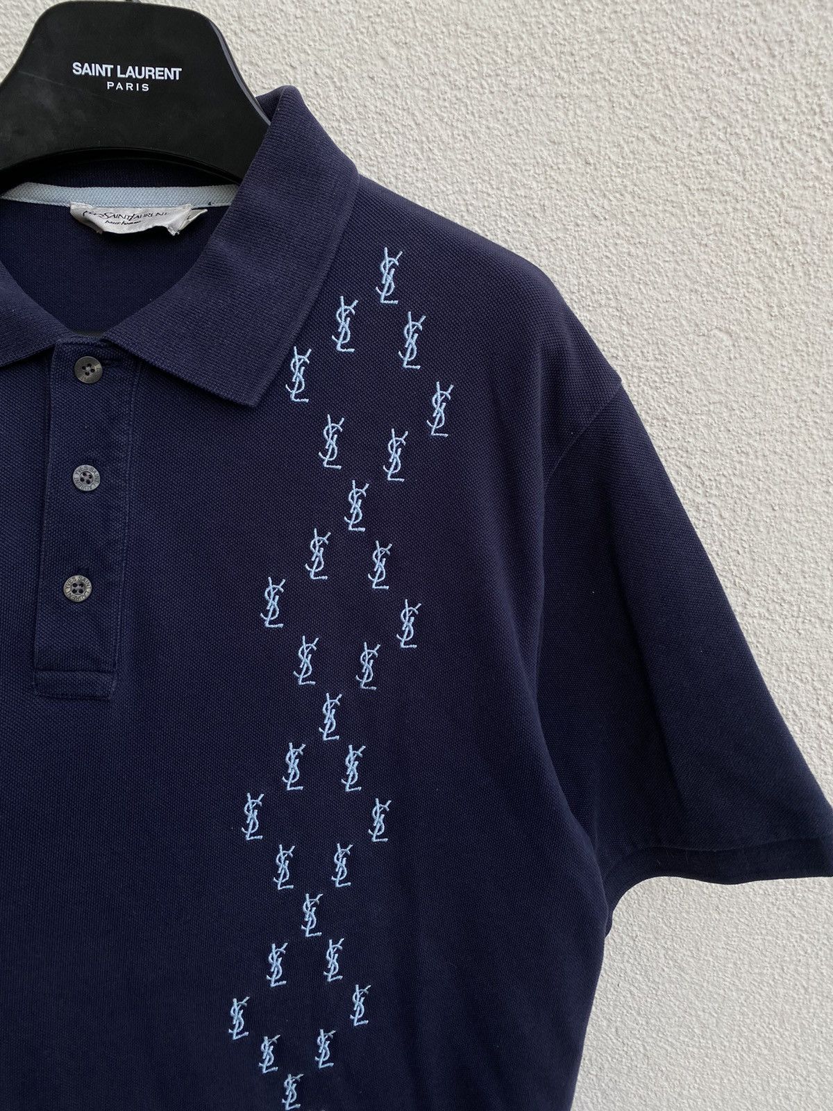 Vintage Monogram YSL Polo Shirt Navy Old Money YSL Tee YSL Shirt | Grailed