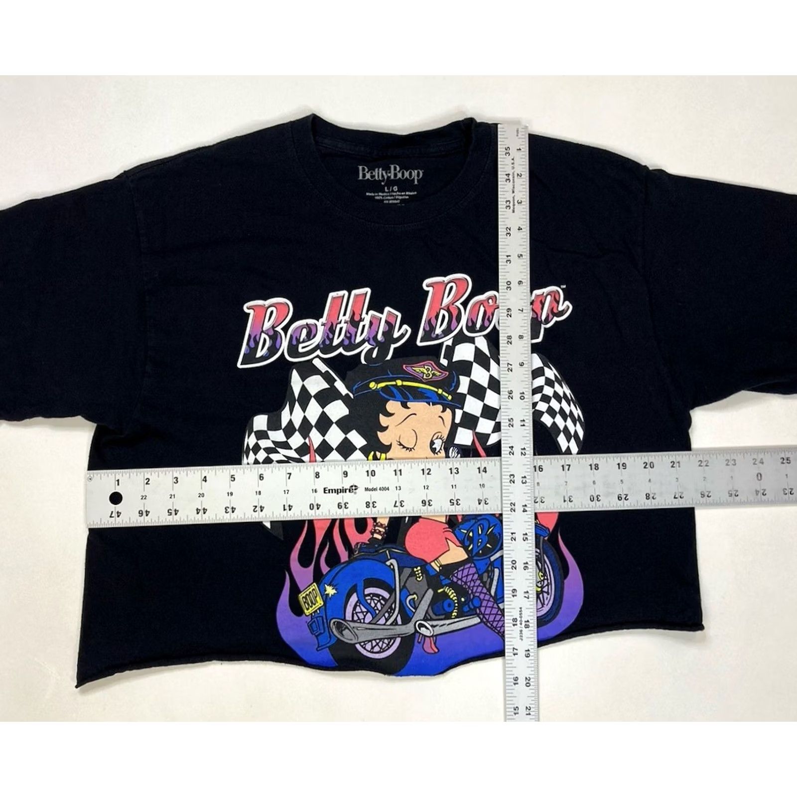 Vintage Betty Boop T-Shirt Women Large Black Short Sleeve Cropped Graphic Motorcycle Retro Size L / US 10 / IT 46 - 5 Thumbnail