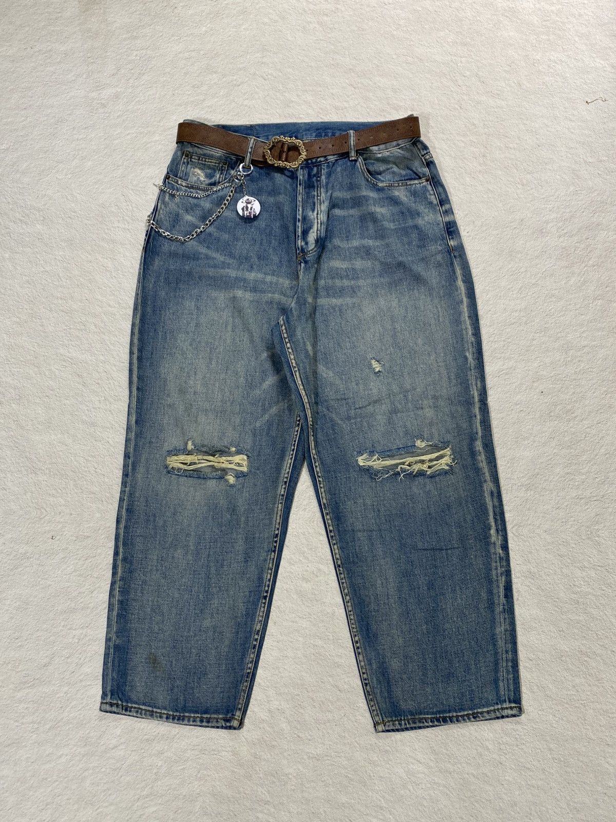 Madness SICK💸Madness Distressed Baggy Denim jeans Size US 35 - 1 Thumbnail