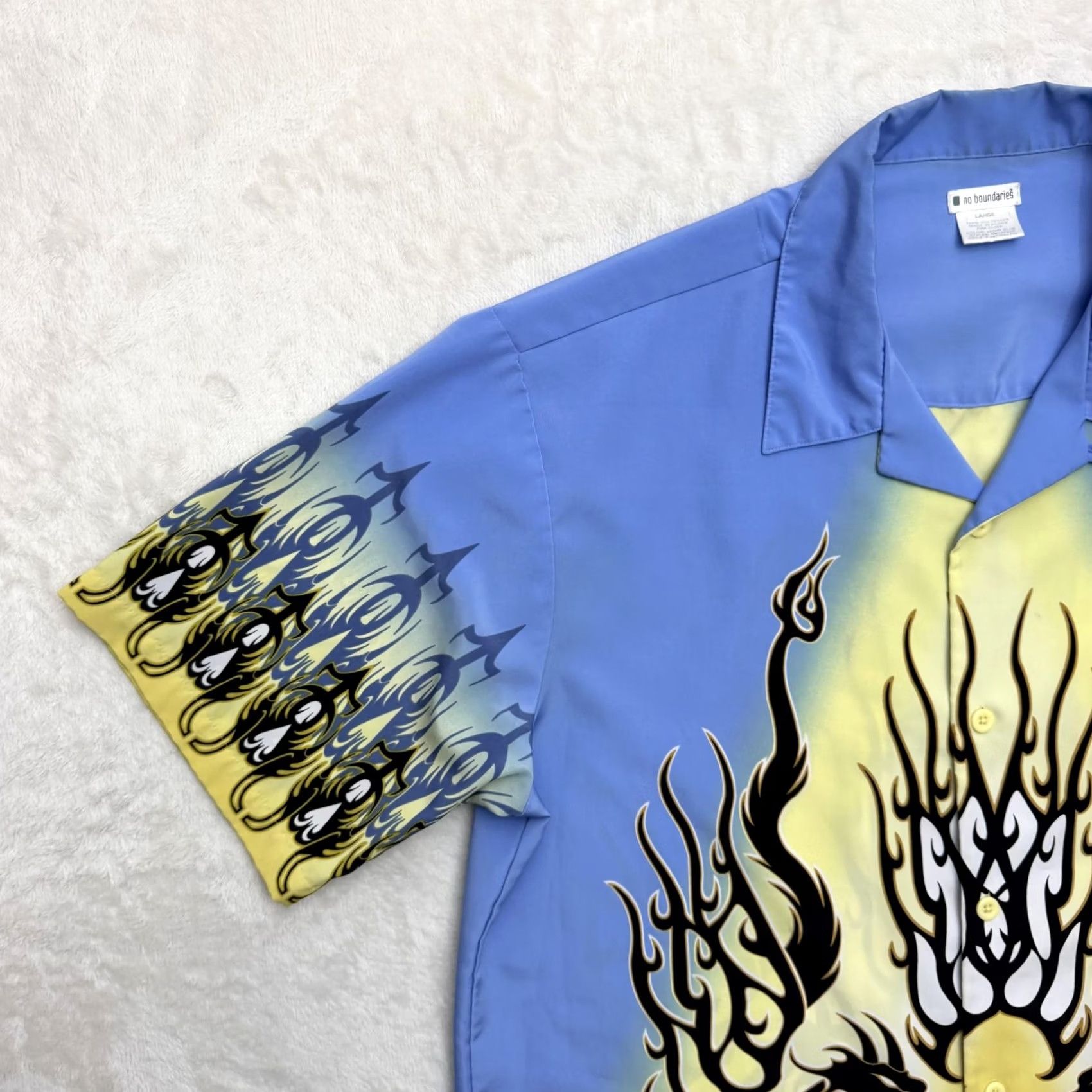 Vintage No Boundaries Shirt Mens L Blue Dragon Graphic Button Up Camp Allover Size US L / EU 52-54 / 3 - 6 Thumbnail