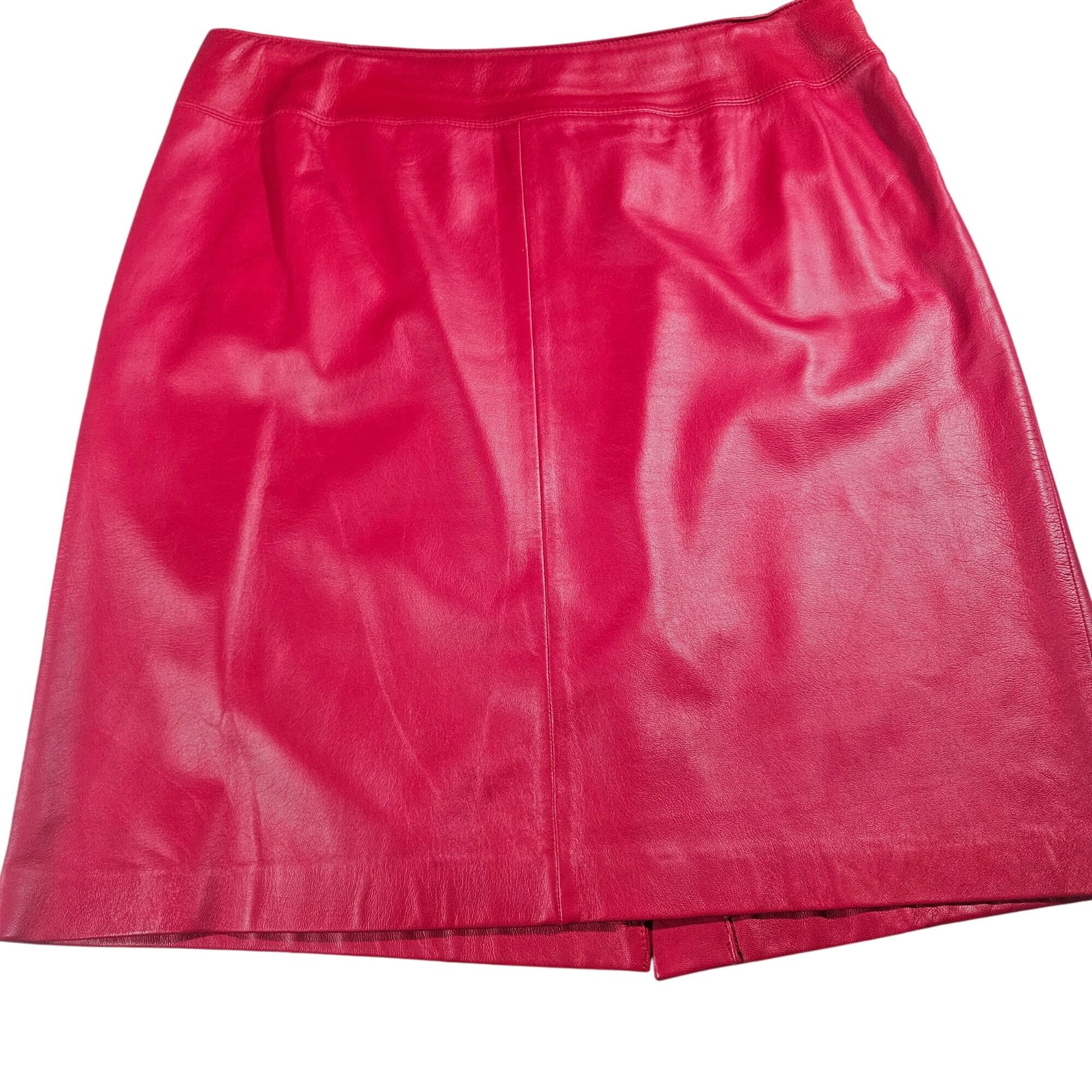 Lauren Ralph Lauren Lauren Ralph Lauren Women’s Red Leather Skirt 14 Y2K Quiet L Size 36" / US 14 / IT 50 - 2 Thumbnail