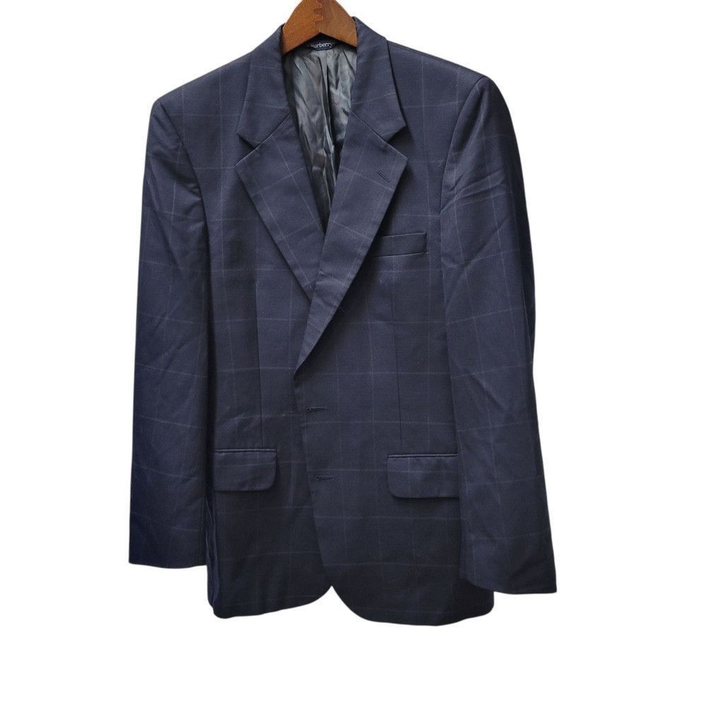 Burberry Burberry Men Navy Plaid 2-Button Center Vent Sport Coat 42R Size 42R - 4 Thumbnail