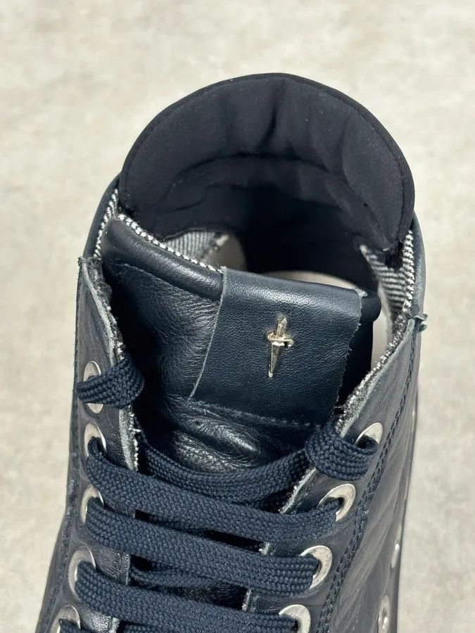 Vintage Cesare Paciotti Navy Eyelet Leather High Sneakers Size US 7 / EU 40 - 11 Thumbnail