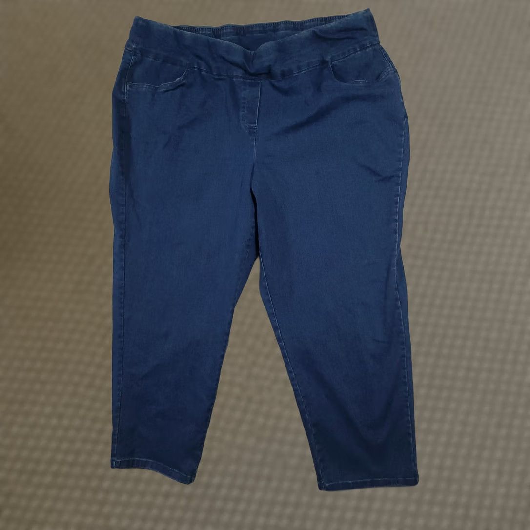 Vintage Alfred Dunner Pants DIN Denim Blue 22W Plus Pull On Straight Leg Vintage: No (adapted to rules) Size 40" / US 18 - 1 Thumbnail