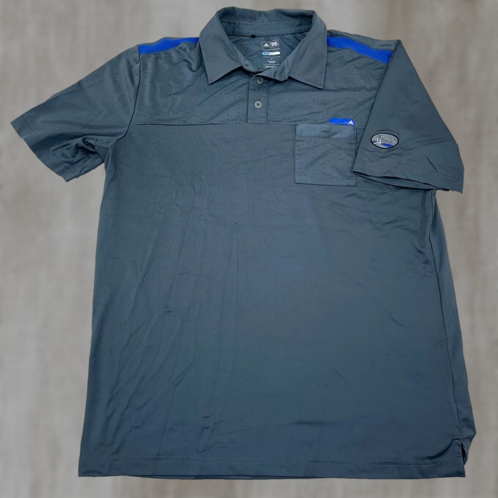 Adidas Adidas Polo Shirt Men Large Gray Pure Motion Cool Max Performance Golf Pocket Shirt Mens Gray Polo Short Sleeve Size US L / EU 52-54 / 3 - 1 Thumbnail