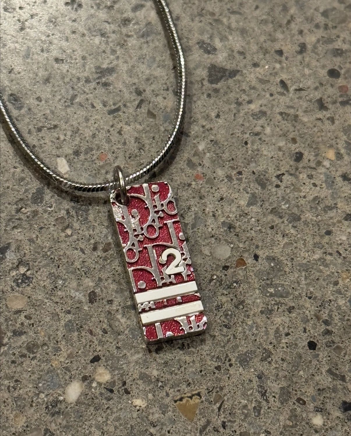 Dior Christian Dior Red Oblique Trotter Necklace Size ONE SIZE - 1 Thumbnail