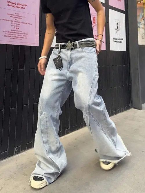 Japanese Brand × Vintage Flared Relaxed Wide Leg Jeans Futuristic Size US 34 / EU 50 - 1 Thumbnail