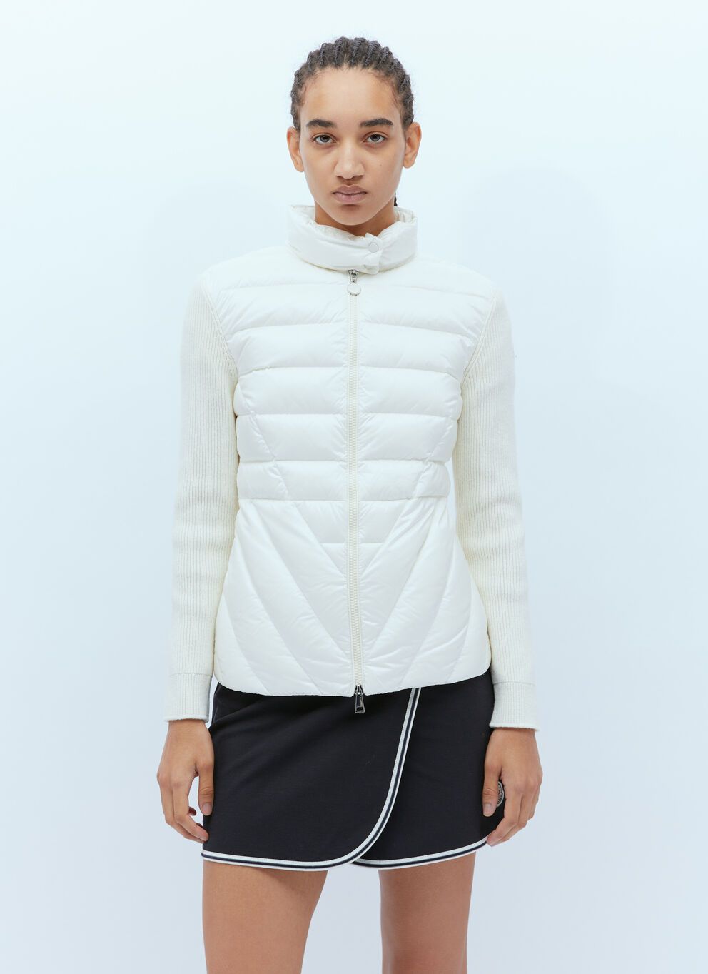 image of Moncler Zip Up Padded Cardigan in White, Women's (Size Small)
