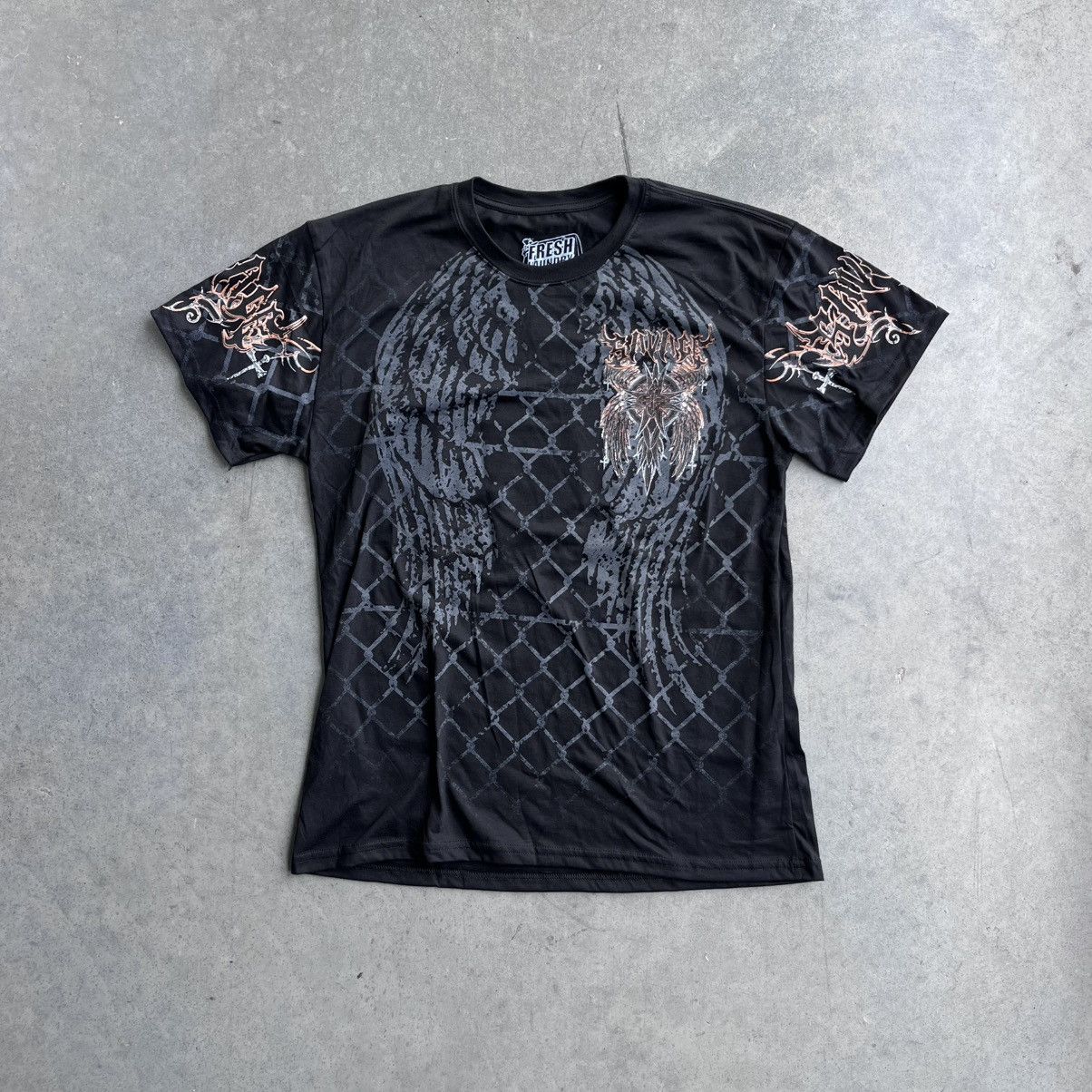 Vintage Vintage Affliction Style Orange and Black Skull Print Cross Size US L / EU 52-54 / 3 - 2 Thumbnail