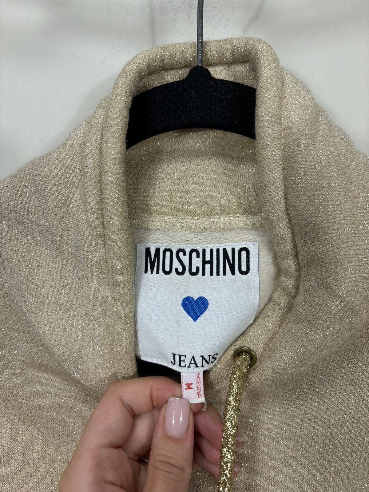 Moschino Vintage Moschino Women’s Heart Rhinestones Logo Hoodie Size M / US 6-8 / IT 42-44 - 15 Thumbnail