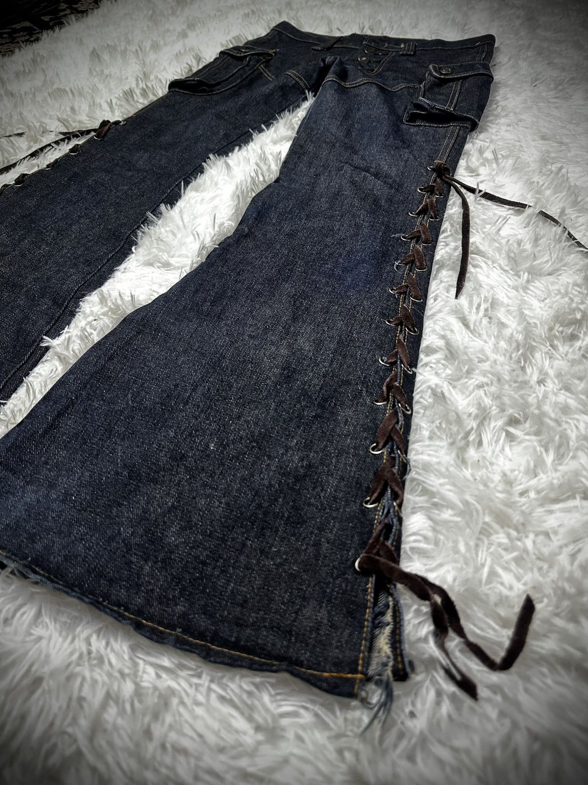 Tornado Mart rare 2000s japanese brand dee dee flared bell botom lace up Size US 29 - 3 Thumbnail
