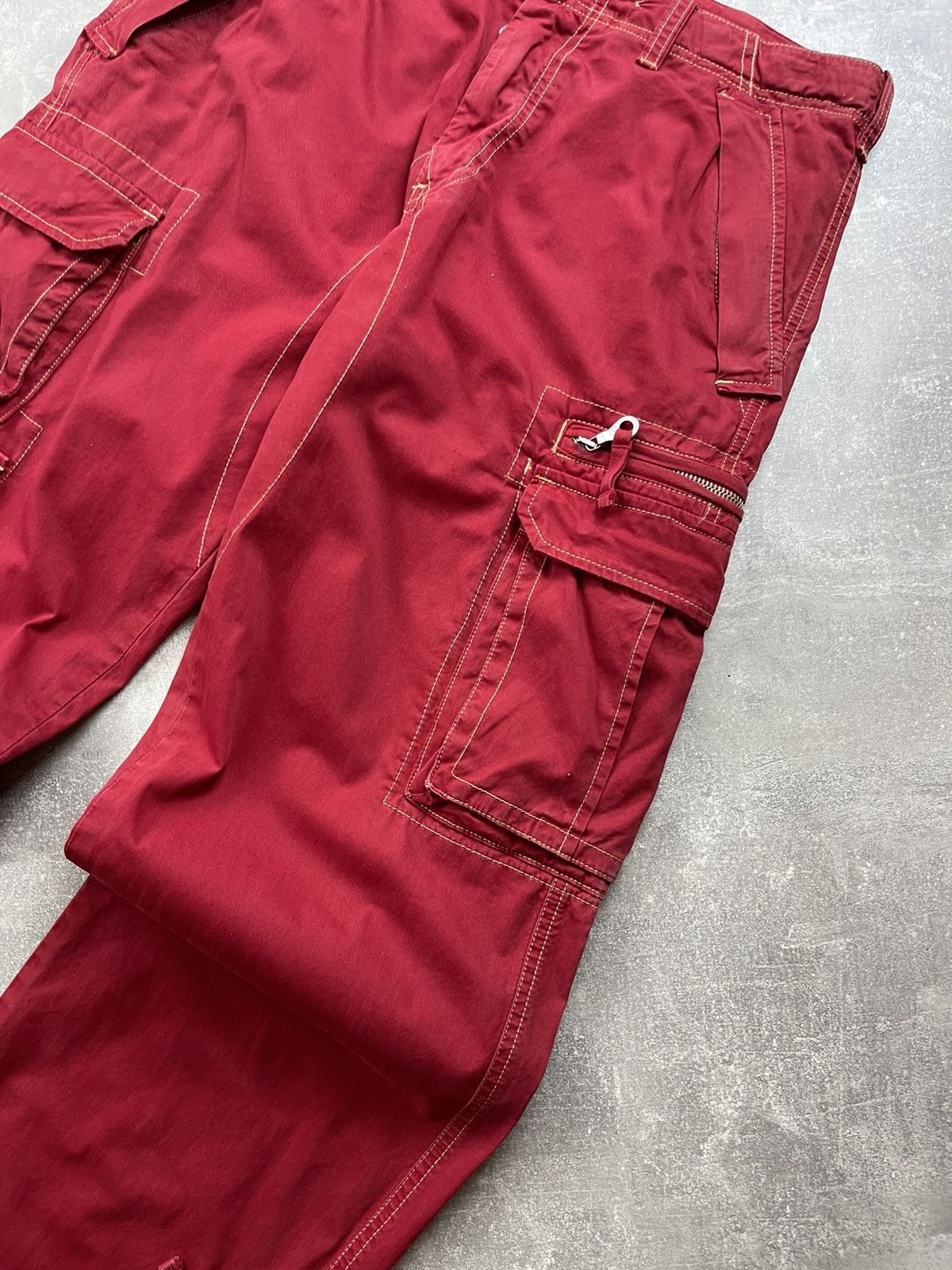 Other Red Y2K Utility Trousers Zip Hem Pockets Vintage Cargo Pants Size US 34 / EU 50 - 7 Thumbnail