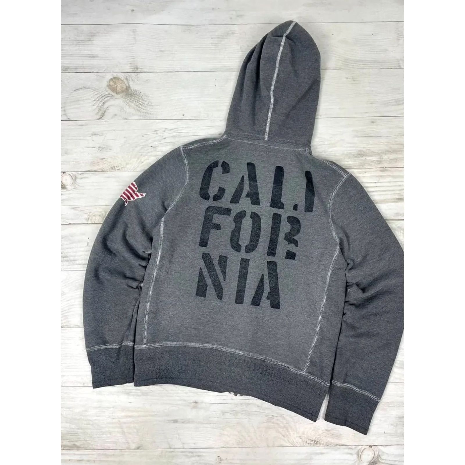 True Religion True Religion Hoodie Full Zip California USA Flag Men Sz M gray Size US M / EU 48-50 / 2 - 2 Thumbnail