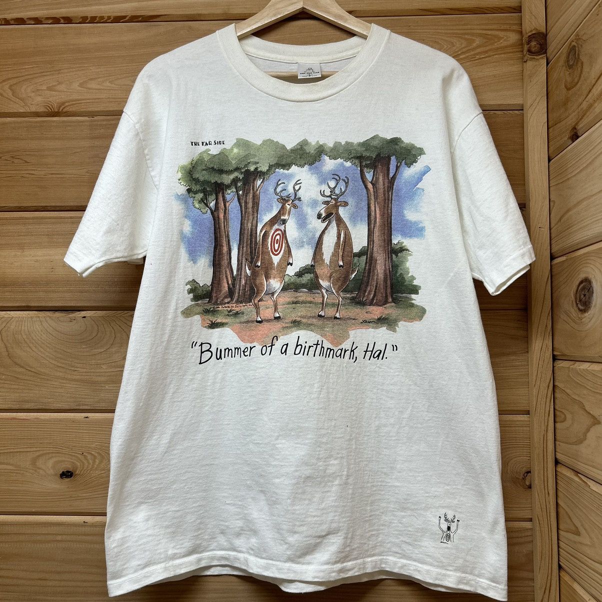 Vintage 90s The Far Side Funny Deer Hunting Graphic T Shirt