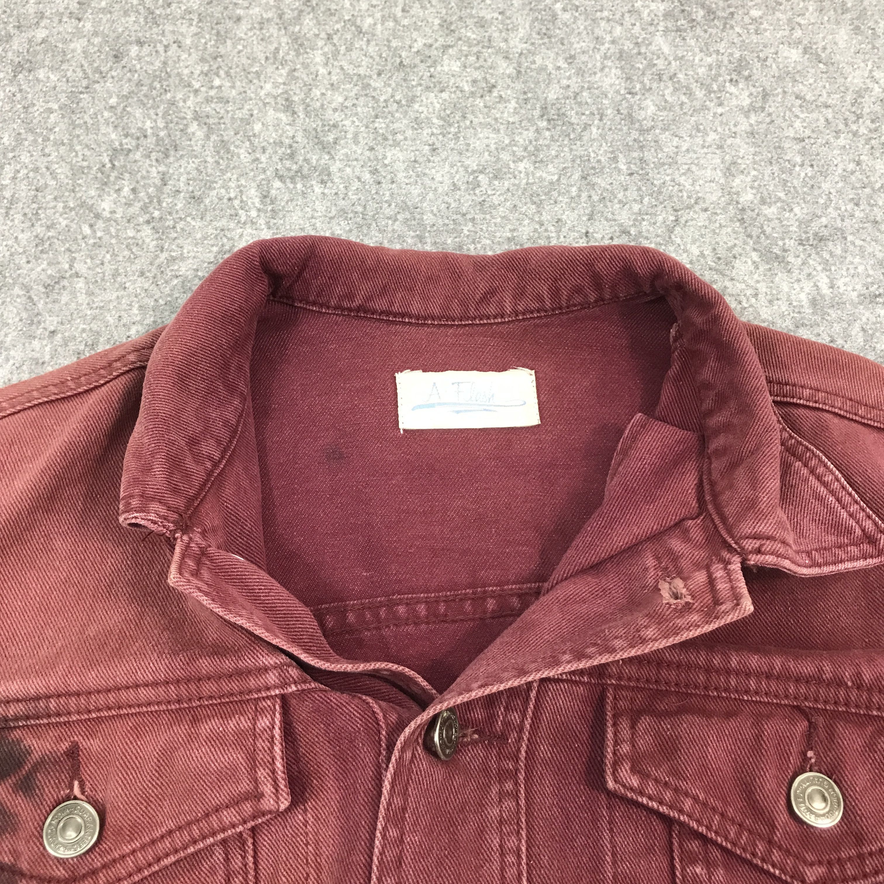 Japanese Brand JAPAN A.FLASH RED FADED BUTTON DENIM JACKET Size US M / EU 48-50 / 2 - 7 Thumbnail