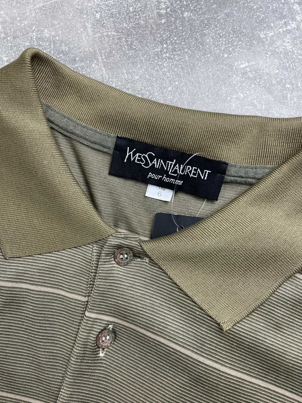 Yves Saint Laurent Vintage Yves Sain Laurent Striped Cotton Gold Polo T-Shirt Size US XL / EU 56 / 4 - 10 Thumbnail