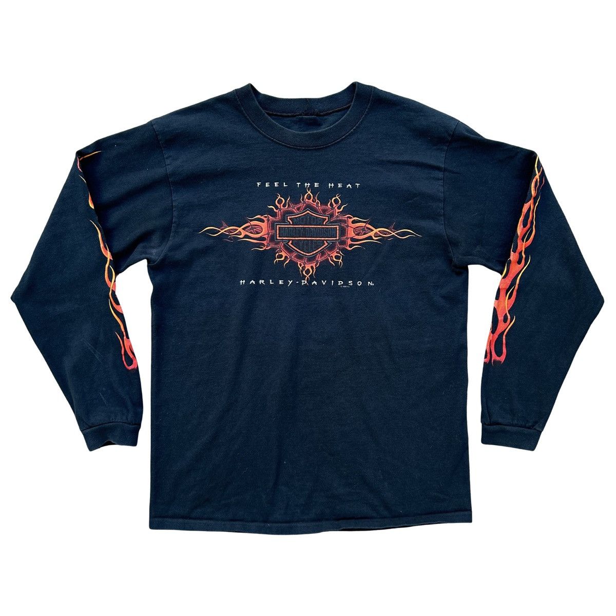 Vintage 1998 Harley Davidson Feel The Heat Flame Long Sleeve