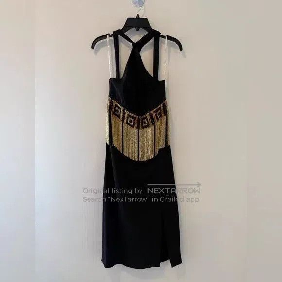 Versace Versace Black Greek back fringed halterneck dress Size S / US 4 / IT 40 - 1 Thumbnail