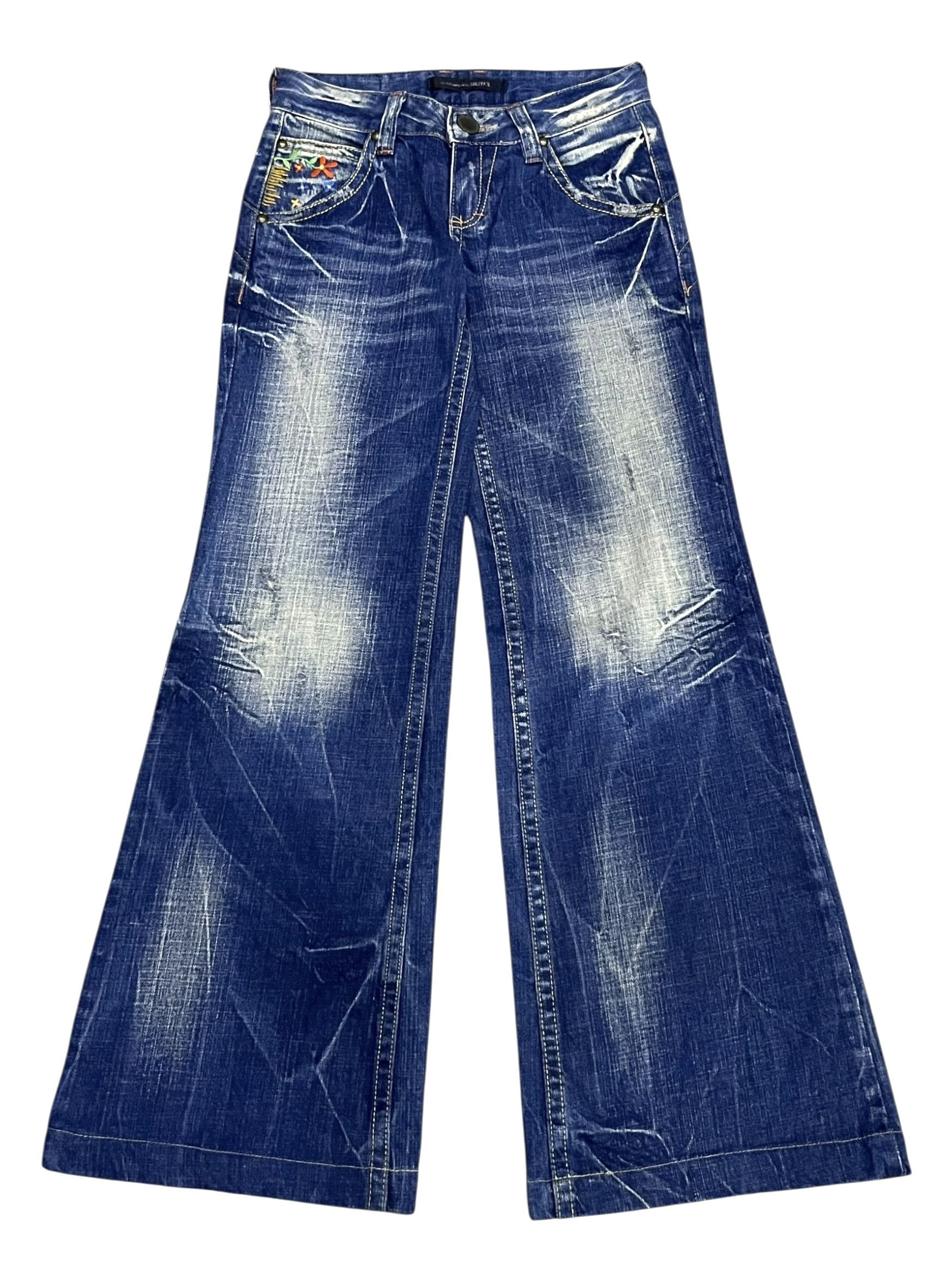 Lolita Jeans 🔥Lolita Unique Clothing Super Wide Flare Floral Denim Size 26" / US 2 / IT 38 - 2 Thumbnail