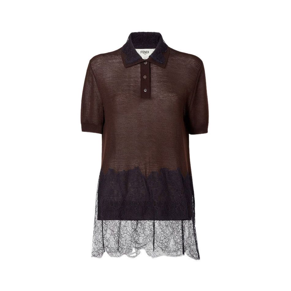 FENDI $2700 Brown Cashmere/Wool Polo Shirt New & Authentic (