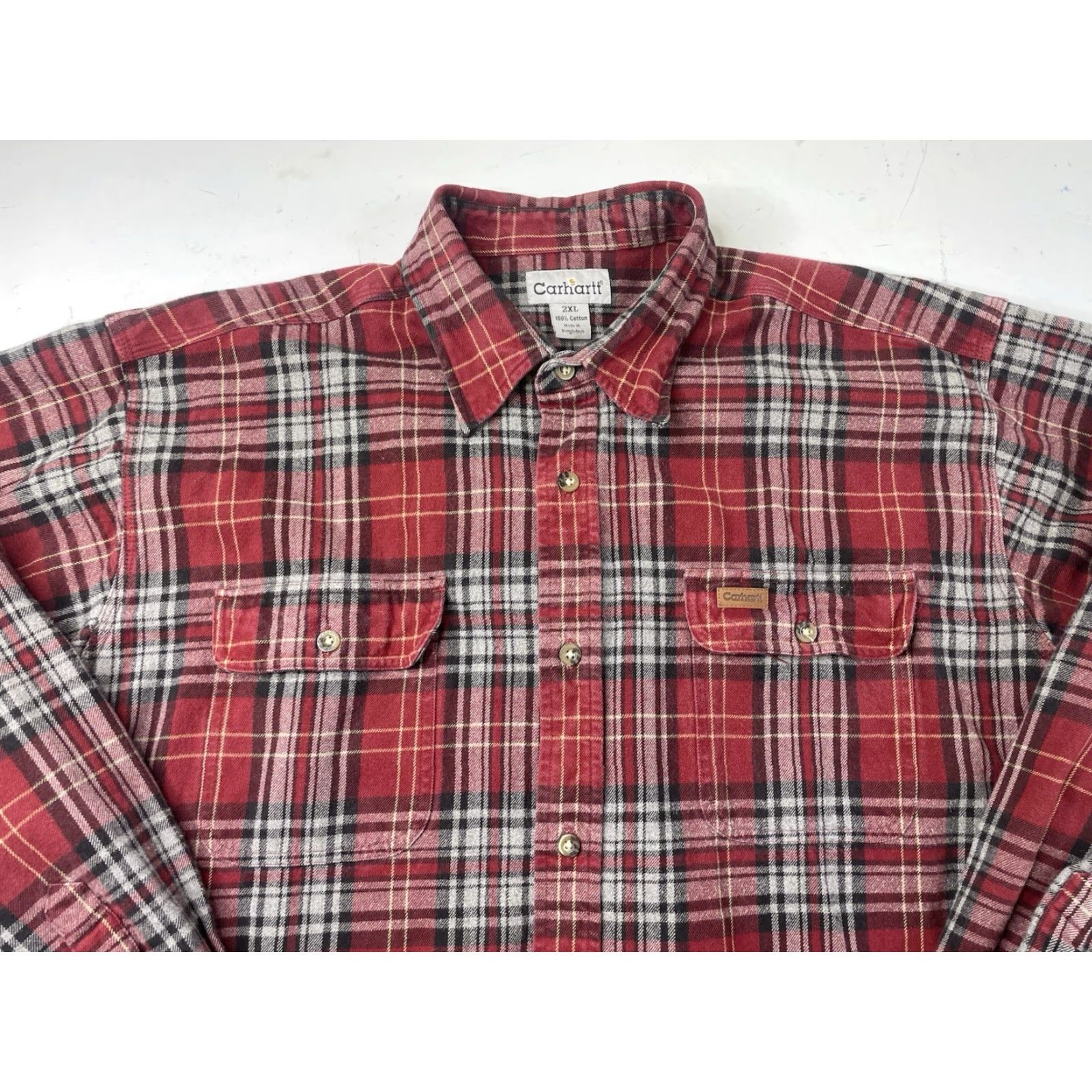 Carhartt Carhartt Shirt Mens 2XL Dark Red Heavy Flannel Button Up Outdoor Workwear S198 Size US XXL / EU 58 / 5 - 2 Thumbnail