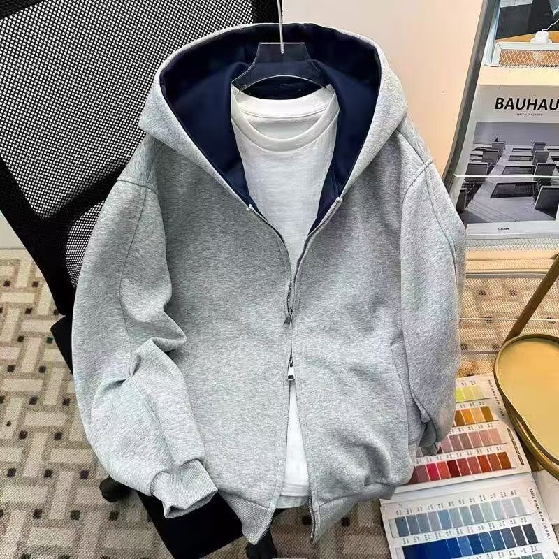 Vintage Grey Zip-Up Hoodie with Navy Lining Size US M / EU 48-50 / 2 - 1 Thumbnail