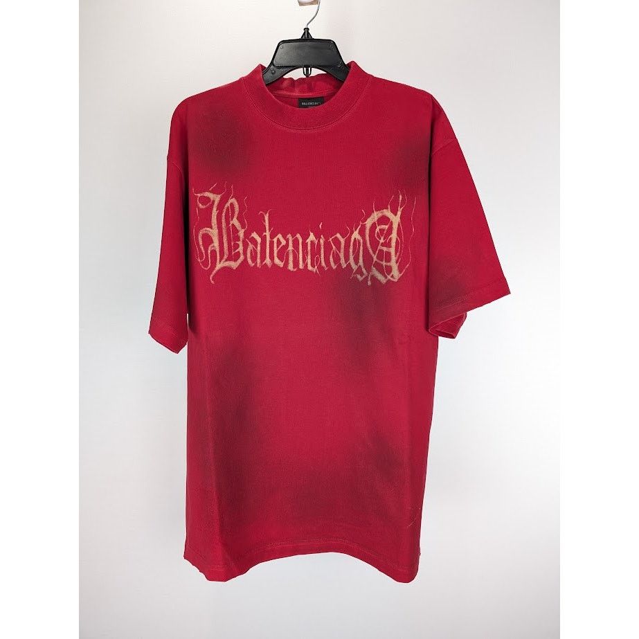 Balenciaga o1rshd1 Heavy Metal T-Shirt in Red Size US M / EU 48-50 / 2 - 1 Thumbnail