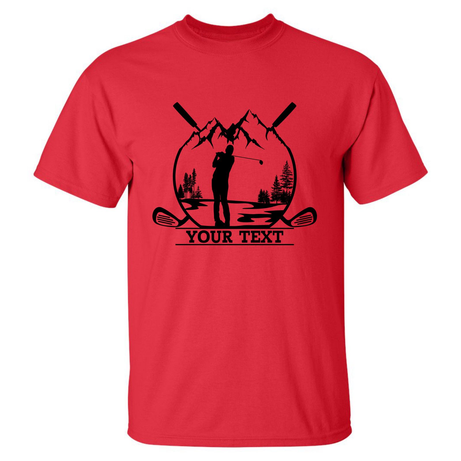 Gildan Personalized Golfer in Nature Scenery Custom Text T-Shirt Size US L / EU 52-54 / 3 - 24 Thumbnail