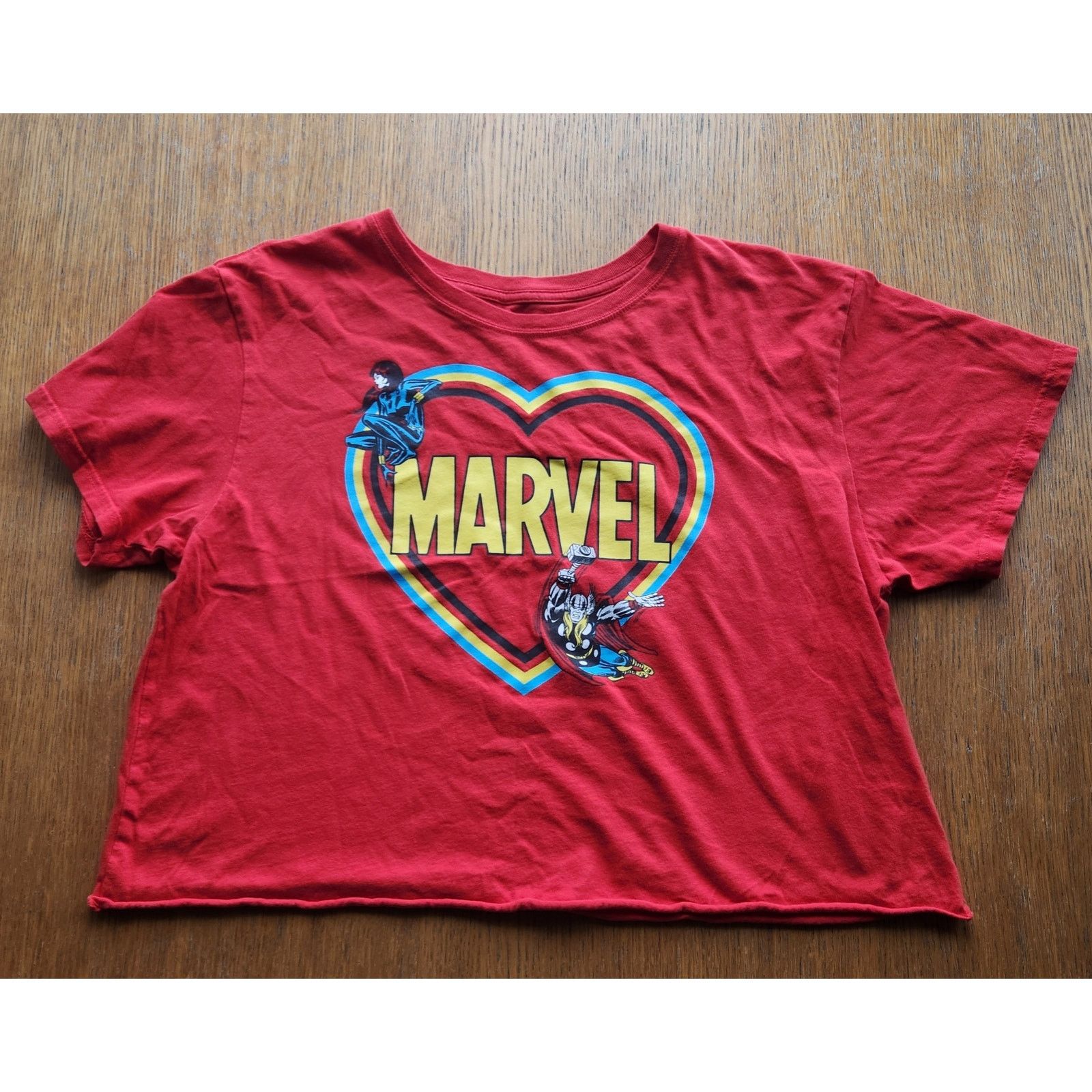 Marvel Comics XL Marvel Red Heart Logo Crop Top Mighty Fine Shirt Size XL / US 12-14 / IT 48-50 - 1 Thumbnail