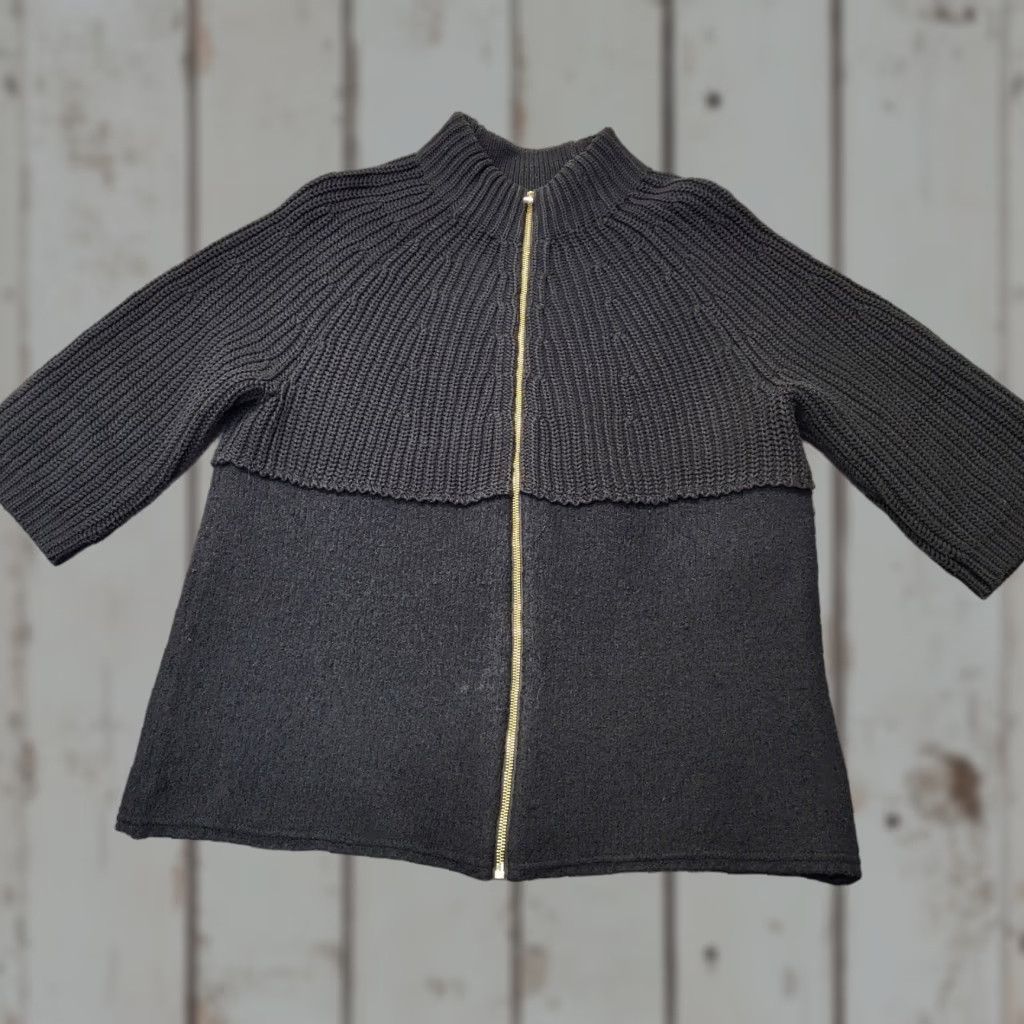 Vintage Chicos Sweater Womens Size 1 Black Knit Wool Blend Zip Up 3/4 Sleeve Jacket Size XS / US 0-2 / IT 36-38 - 1 Thumbnail