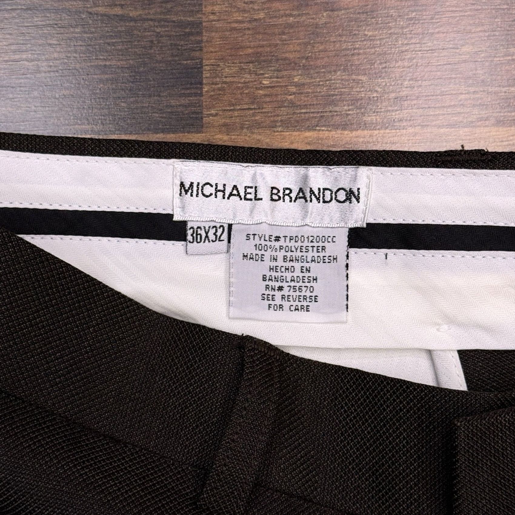 Vintage Michael Brandon Dress Pants Mens 36x32 Chocolate Wrinkle Resistant New Size US 36 / EU 52 - 6 Thumbnail