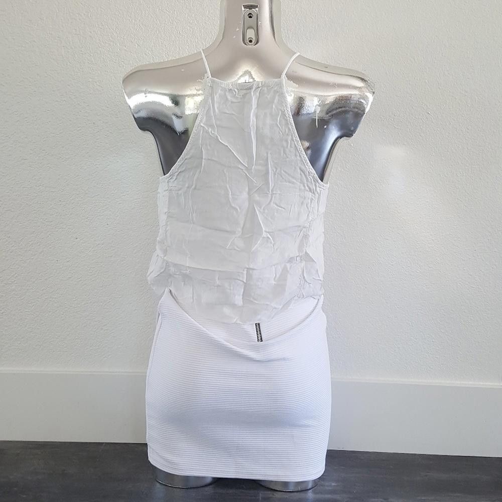 Designer White Classy Melville High Neck Blouse Size ONE SIZE - 2 Thumbnail