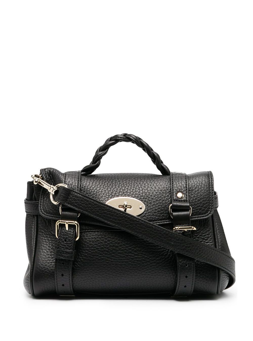 Mulberry Handbag 'Alexa' Mini with Adjustable Shoulder Strap and Woven Handle in Black Pebbled Leather for Women Size ONE SIZE - 1 Thumbnail