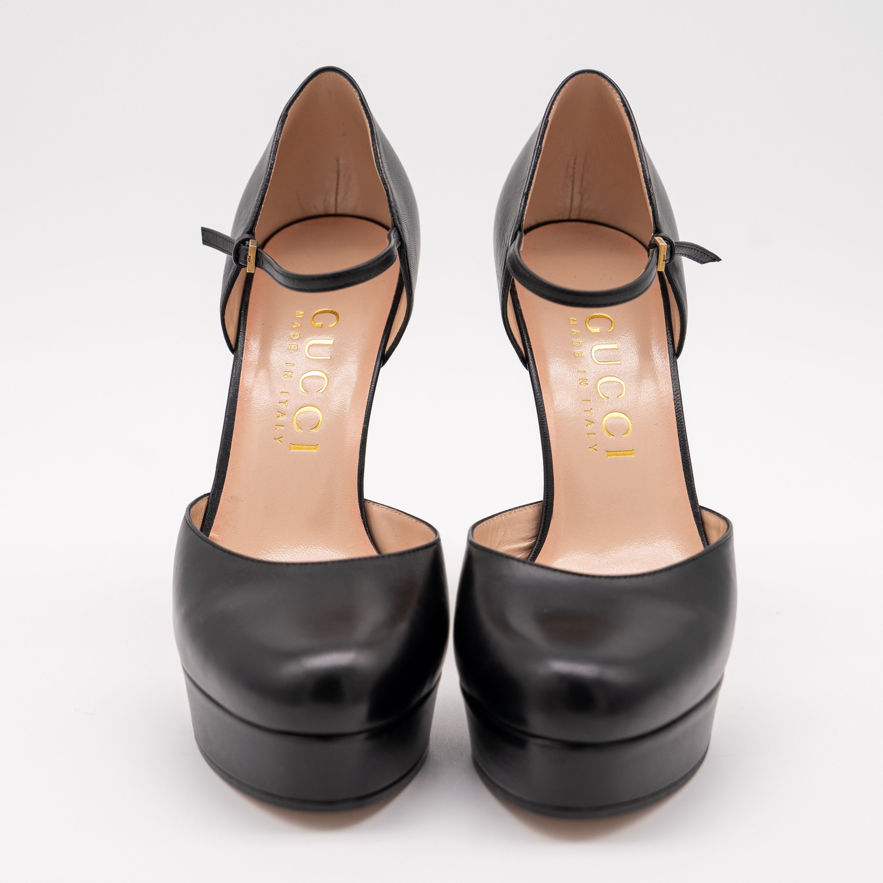Gucci 40.5G 10.5 US Gucci Platform Pumps Black Leather Strap Size US 10.5 / IT 40.5 - 2 Thumbnail