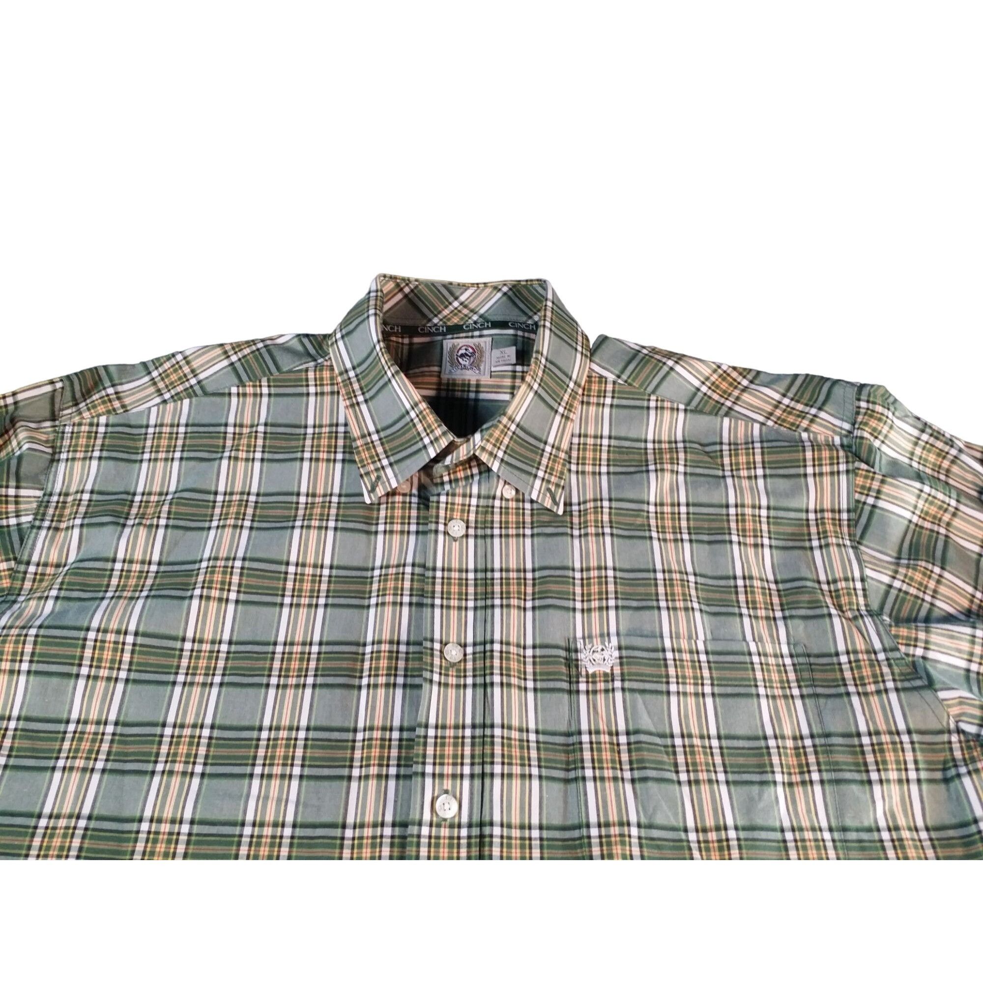 CINCH Cinch Button Up Shirt Men Sz XL Green Brown Plaid Long Sleev Size US XL / EU 56 / 4 - 2 Thumbnail