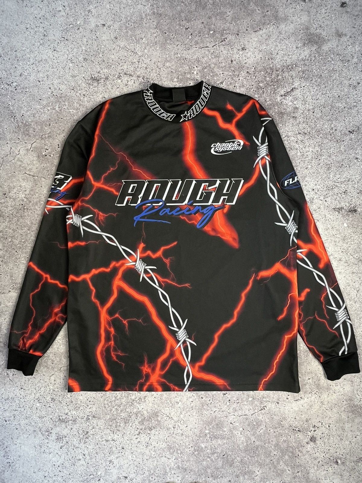 Pre-owned Racing Y2k Jersey Fsbn 13 Rouch Racking Chaotic System Flash In Black/red