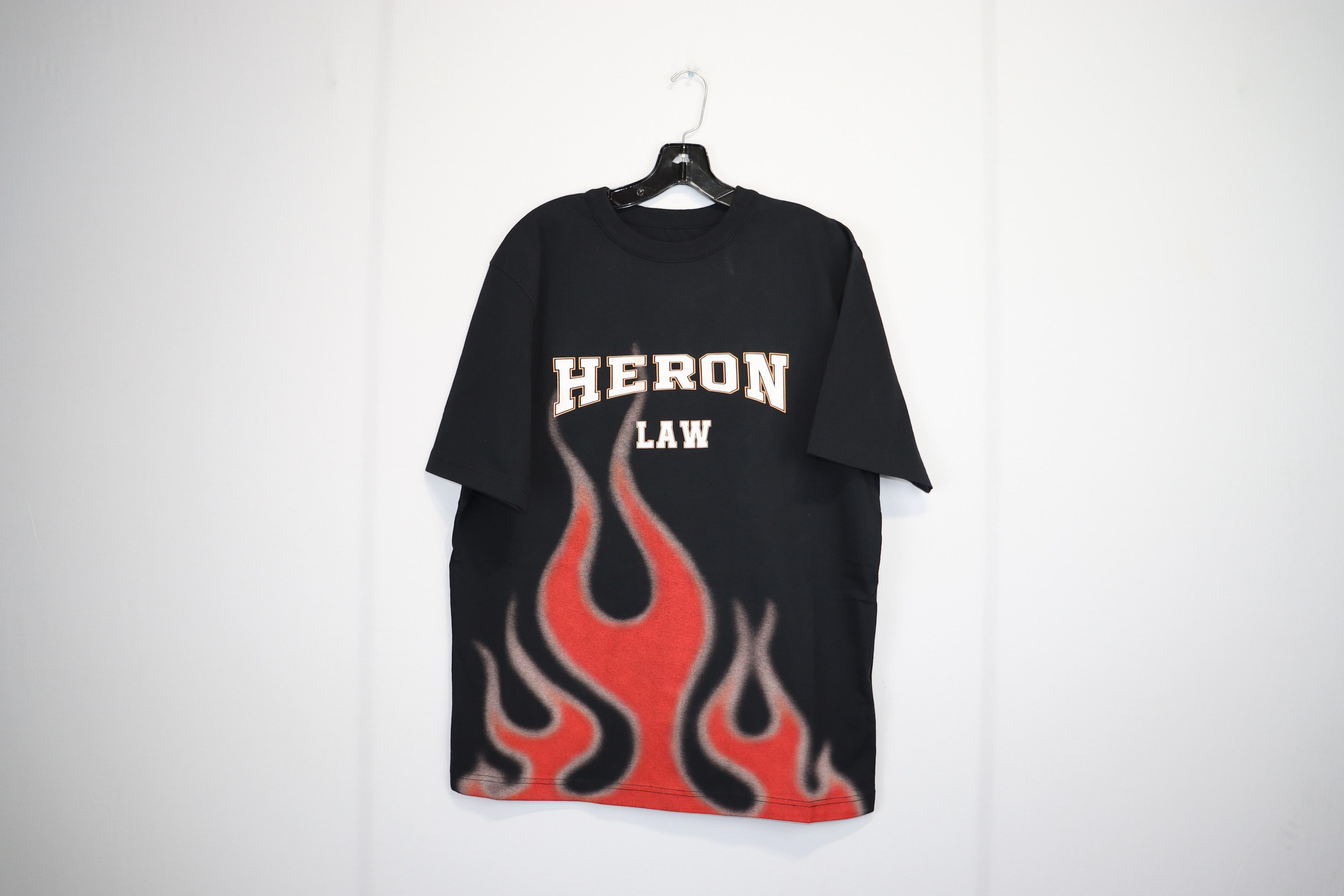 image of Heron Preston O1Rshd1 Heron Law Flames Ss Tee In Black/red, Men's (Size Large)
