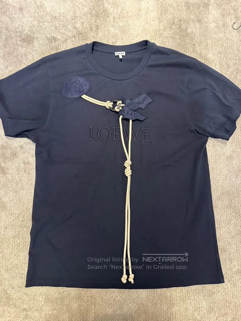 Loewe Navy blue drawstring short sleeve t-shirt