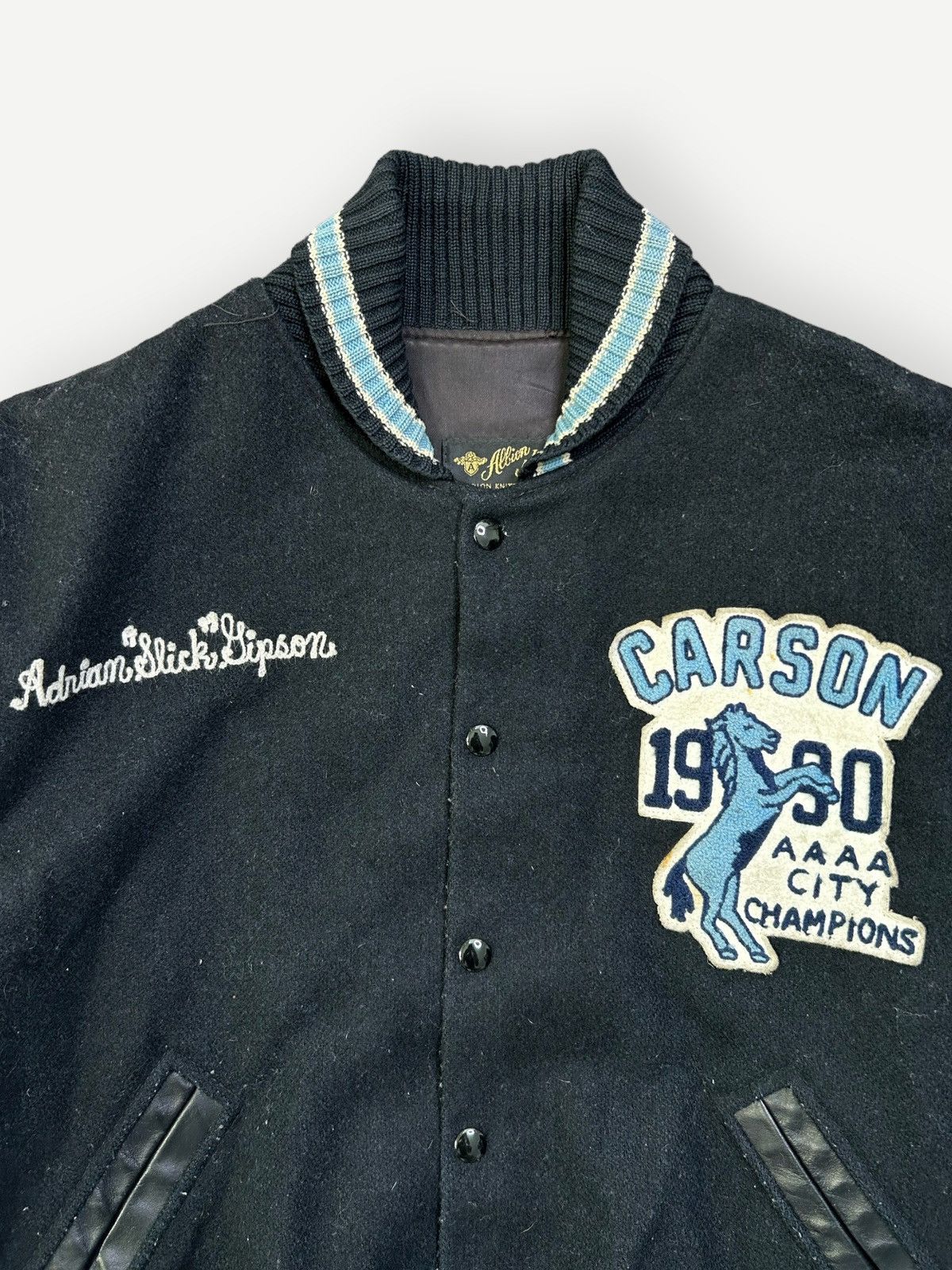 Vintage 90s Varsity Jacket USA Albion Award Leather