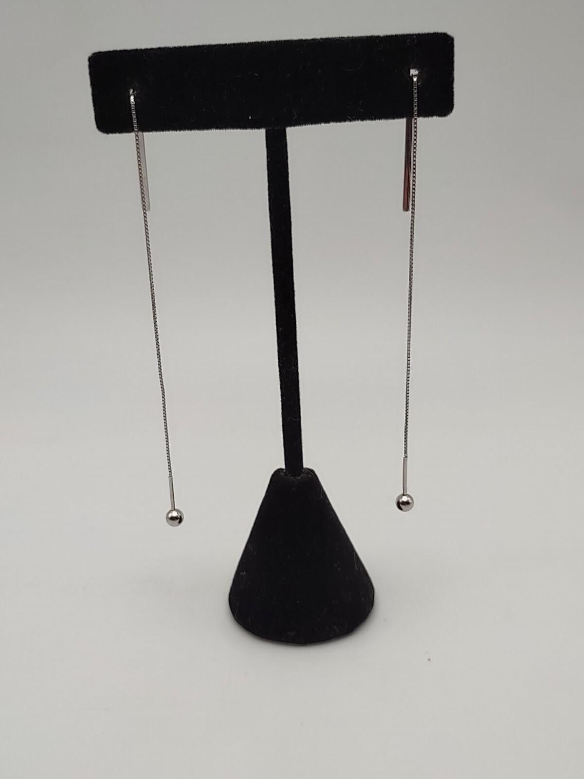 The Unbranded Brand Sterling Threader Dangle Earrings Bar Chain 925 Size ONE SIZE - 1 Thumbnail