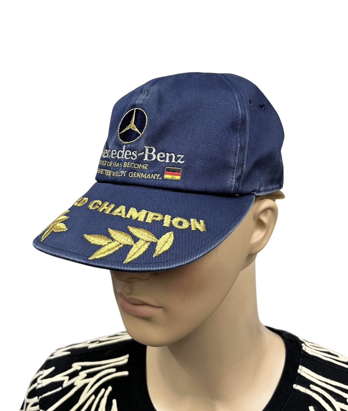 Champion RARE🔥VINTAGE 80’s MERCEDES-BENZ WORLD CHAMPION Yamatoyo Hat Size ONE SIZE - 3 Thumbnail