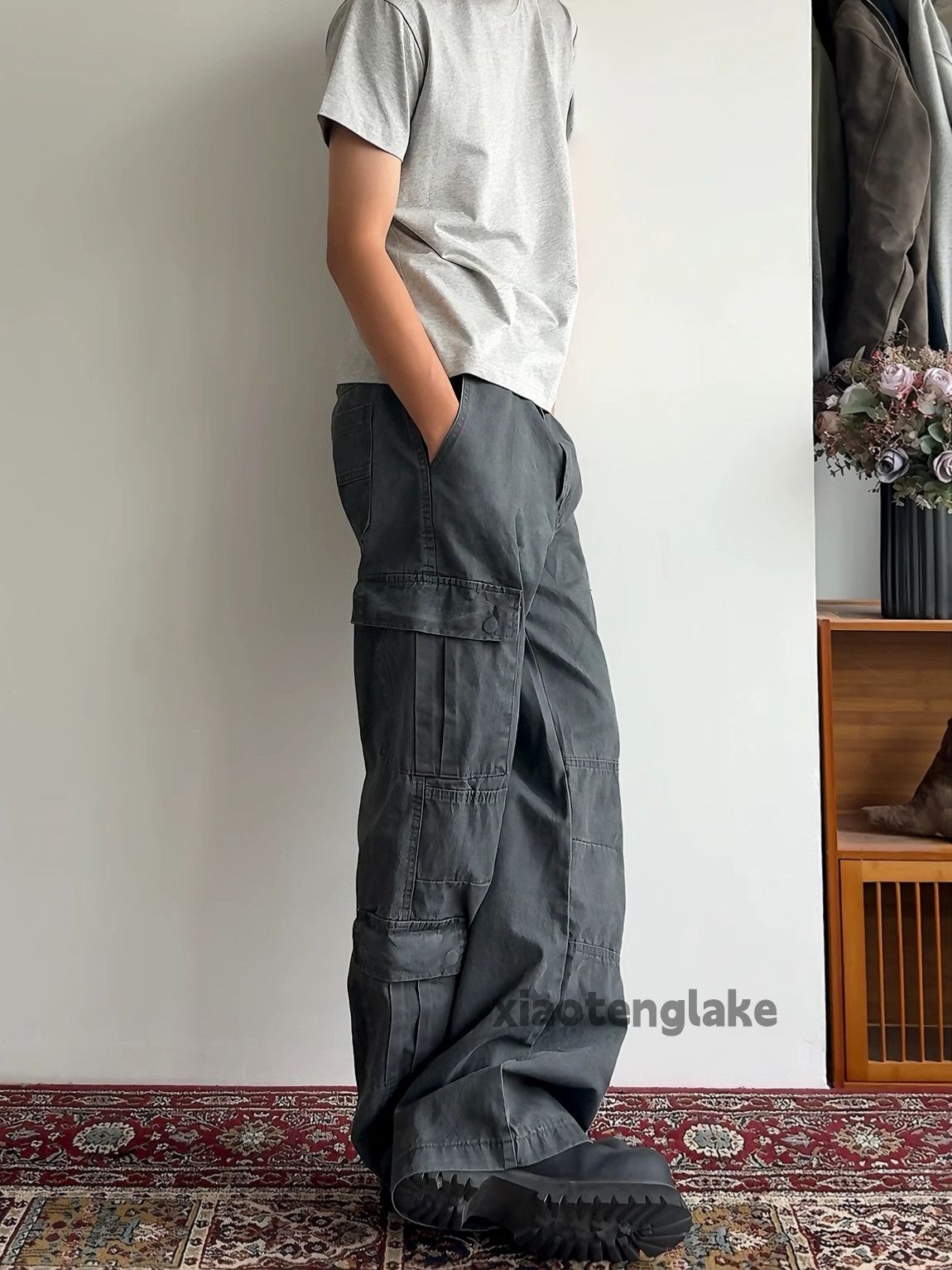 Vintage Utility punk yuppie faded loose baggy flared cargo pants Size US 34 / EU 50 - 3 Thumbnail