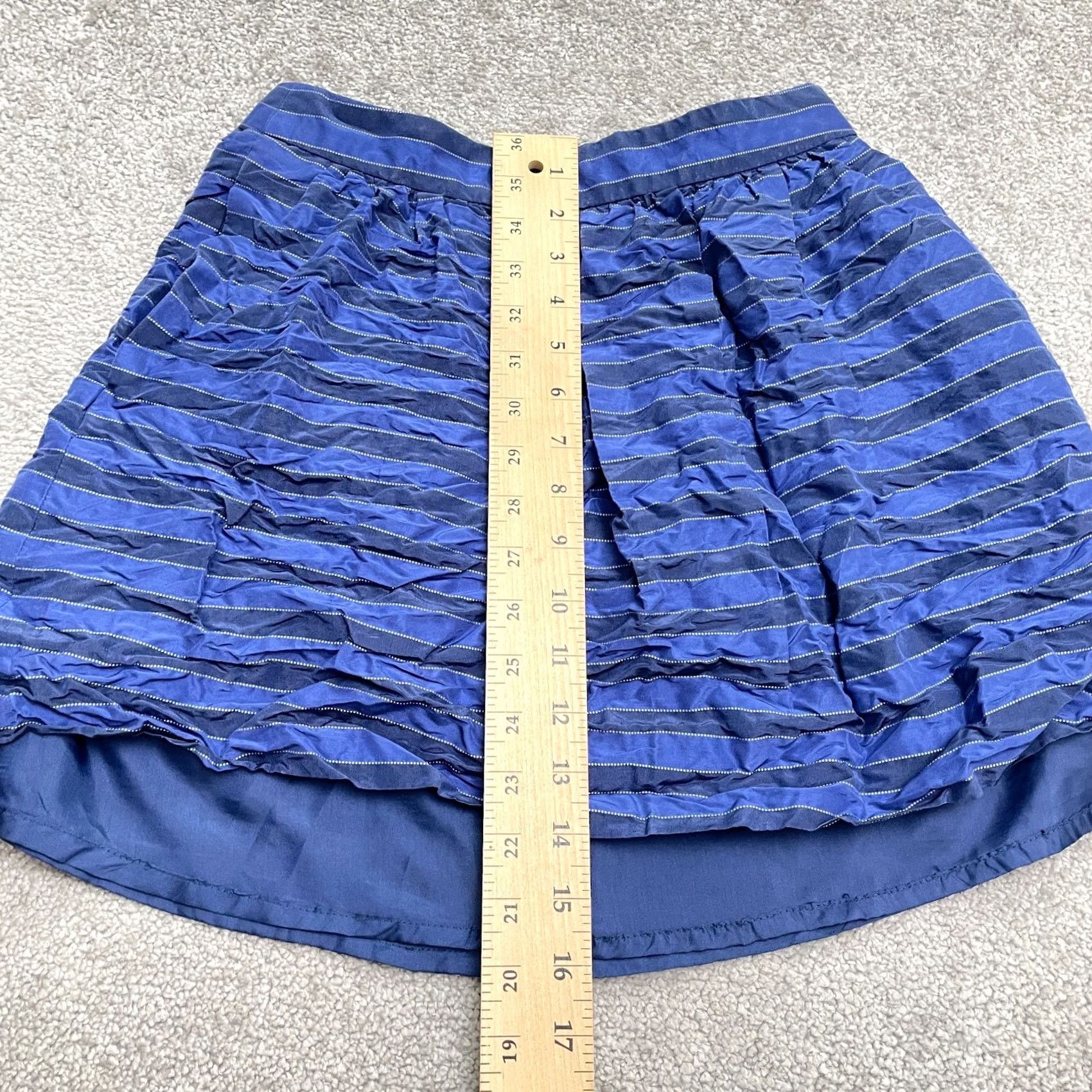J.Crew J.CREW Blue Striped A-Line Skirt Womens 00 Knee Length Lined Pockets Silk Blend Size 24" / US 00 / IT 34 - 7 Thumbnail