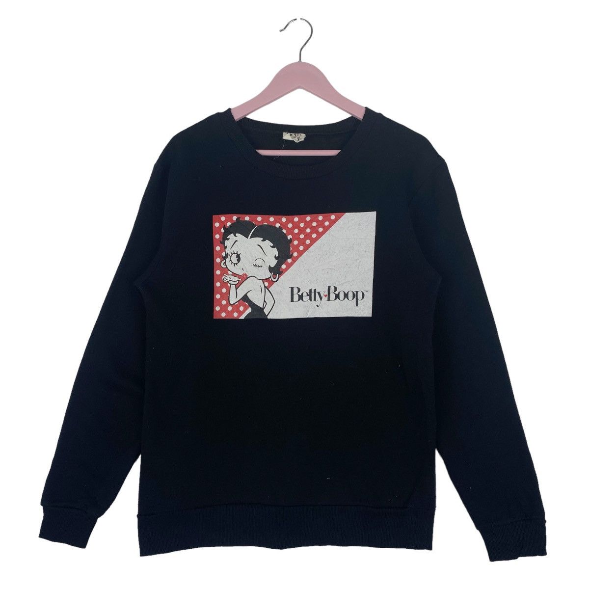 Designer × Vintage Betty Boop Sweatshirt Black Crewneck Pullover Jumper Size S / US 4 / IT 40 - 1 Thumbnail