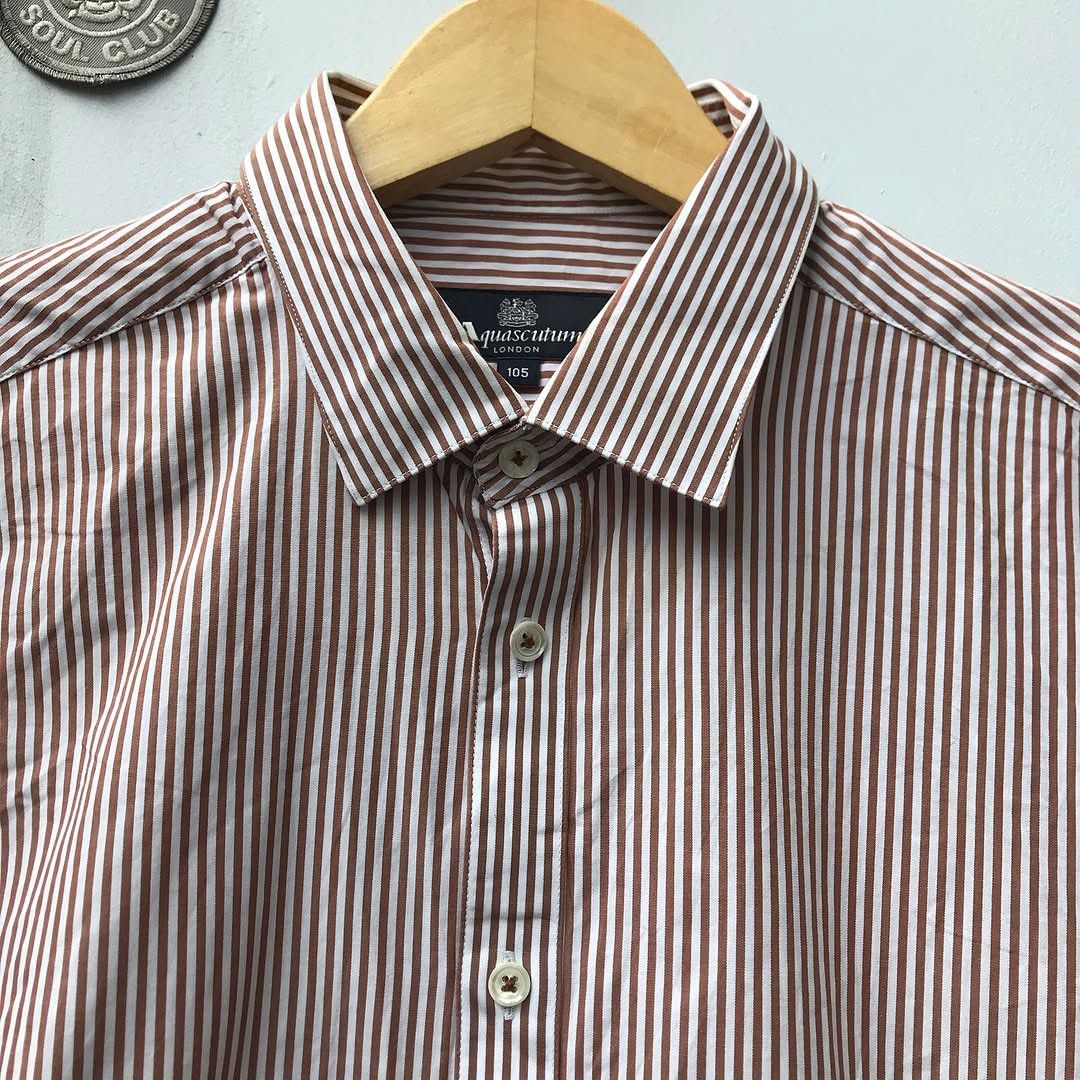 Aquascutum × Designer Aquascutum of london Candy brown stripe shirt Button up lon Size US L / EU 52-54 / 3 - 2 Thumbnail