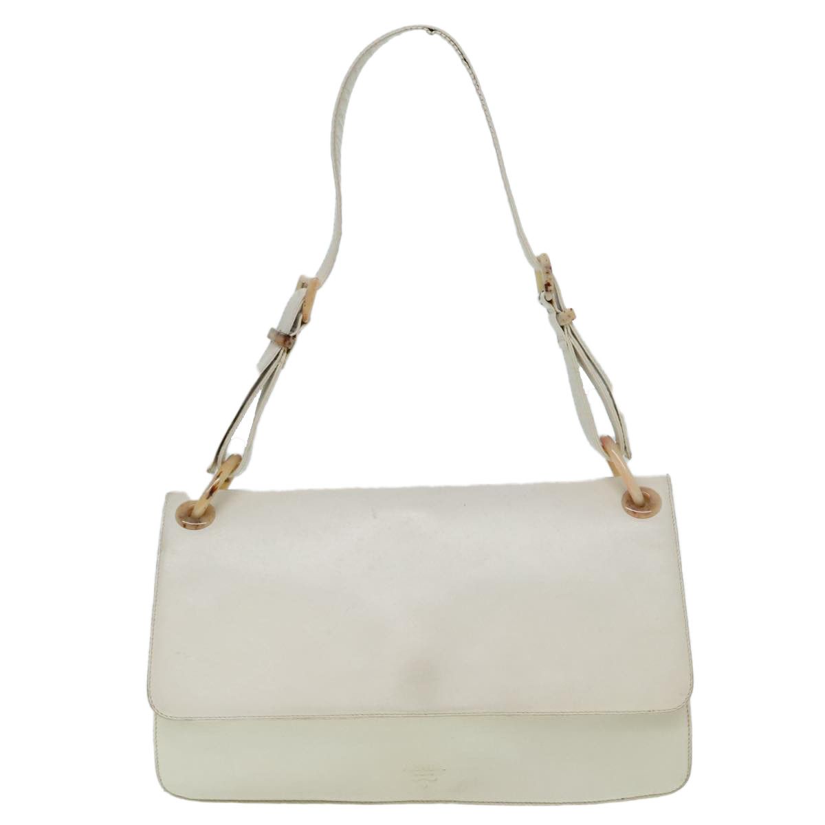 Prada White Leather Shoulder Bag (Pre-Owned) Size ONE SIZE - 1 Thumbnail