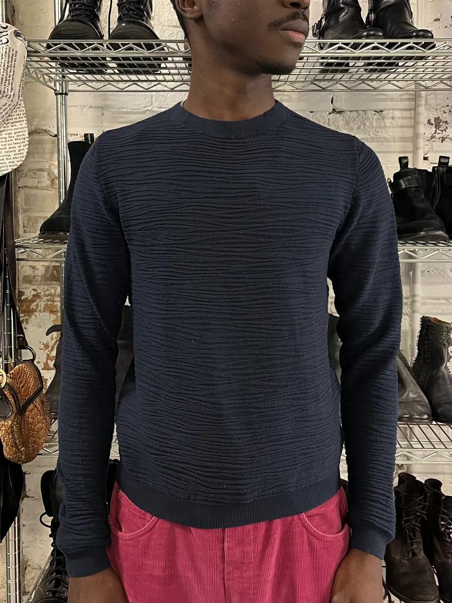 Emporio Armani 2000s Emporio Armani Navy Pleats Sweater Size US S / EU 44-46 / 1 - 8 Thumbnail