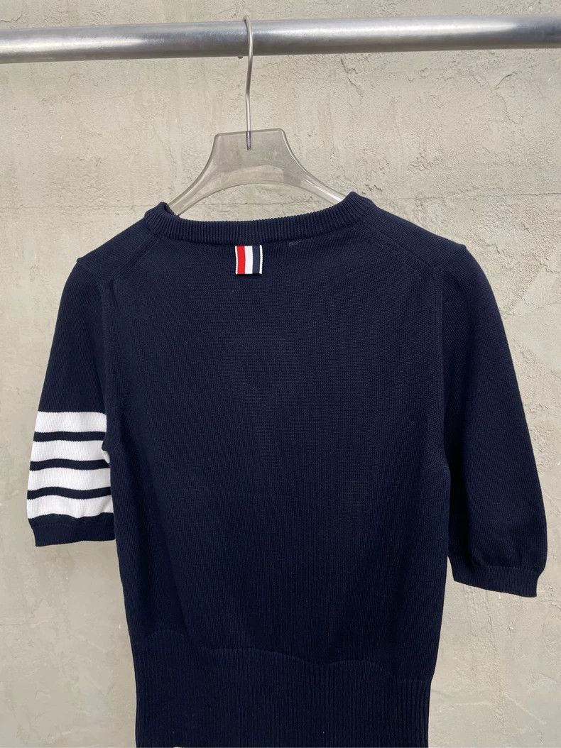 Thom Browne Thom browne Dark blue anchor four-striped knitted short sle Size XS / US 0-2 / IT 36-38 - 4 Thumbnail