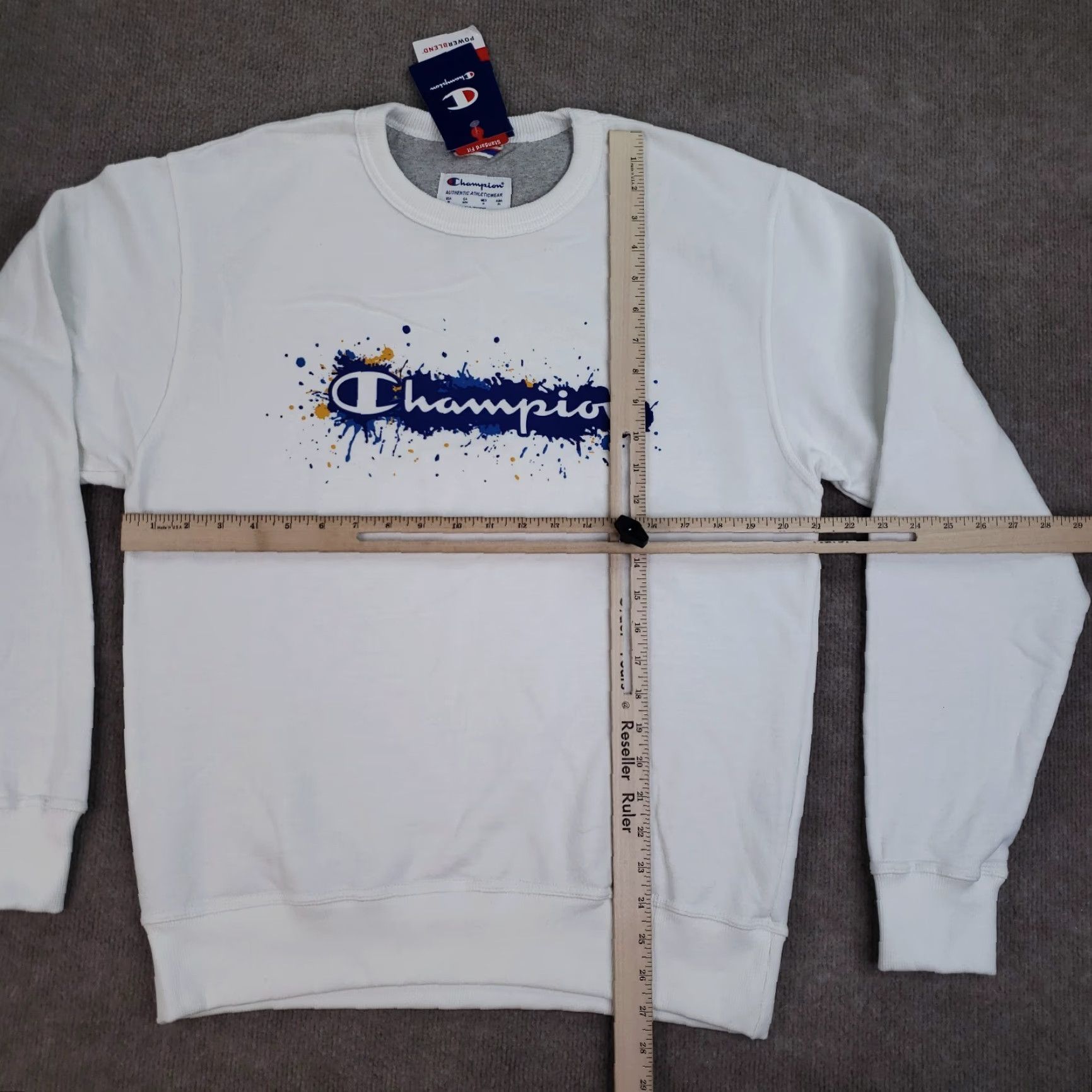 Champion Champion Sweatshirt Men Medium White Crew Neck Long Sleeve Casual Paint Splatter Size US M / EU 48-50 / 2 - 2 Thumbnail
